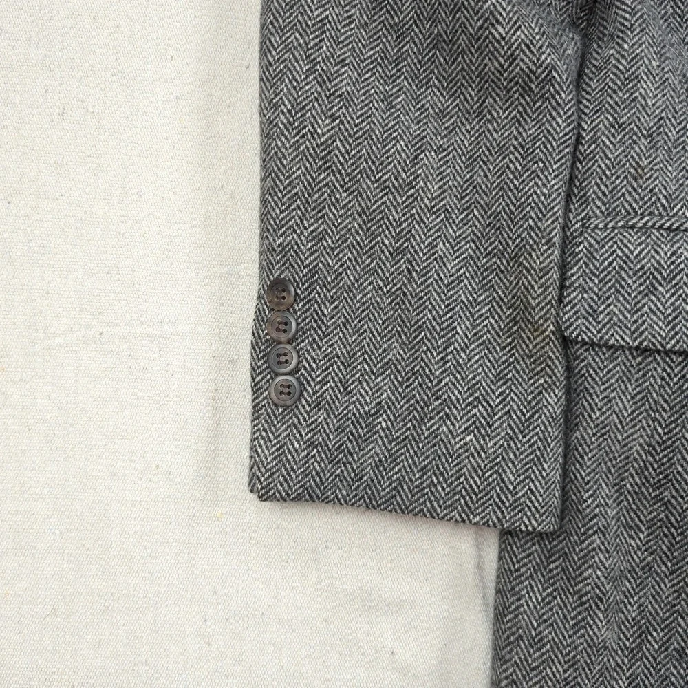 Orvis Blazer Mens 42R Gray Wool Herringbone Sport Coat Jacket USA Made